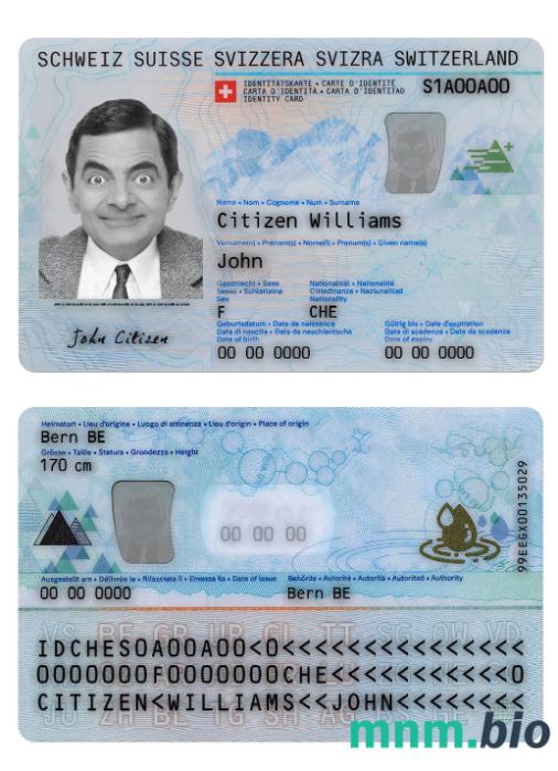 Przykład karty identyfikacyjnej Szwajcarii w formacie PSD, w pełni edytowalny